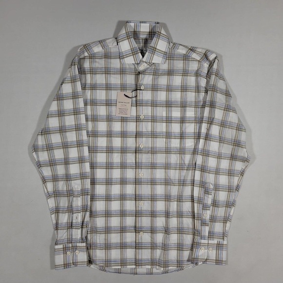 Peter Millar Rowan Crown Cotton Stretch‎ Plaid Shirt Mens Small UNTUCKED Fit - Picture 2 of 4